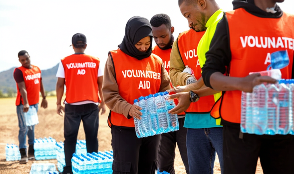 People receiving humanitarian aid